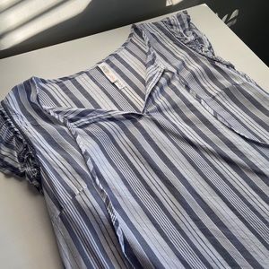 Striped top with cap sleeve